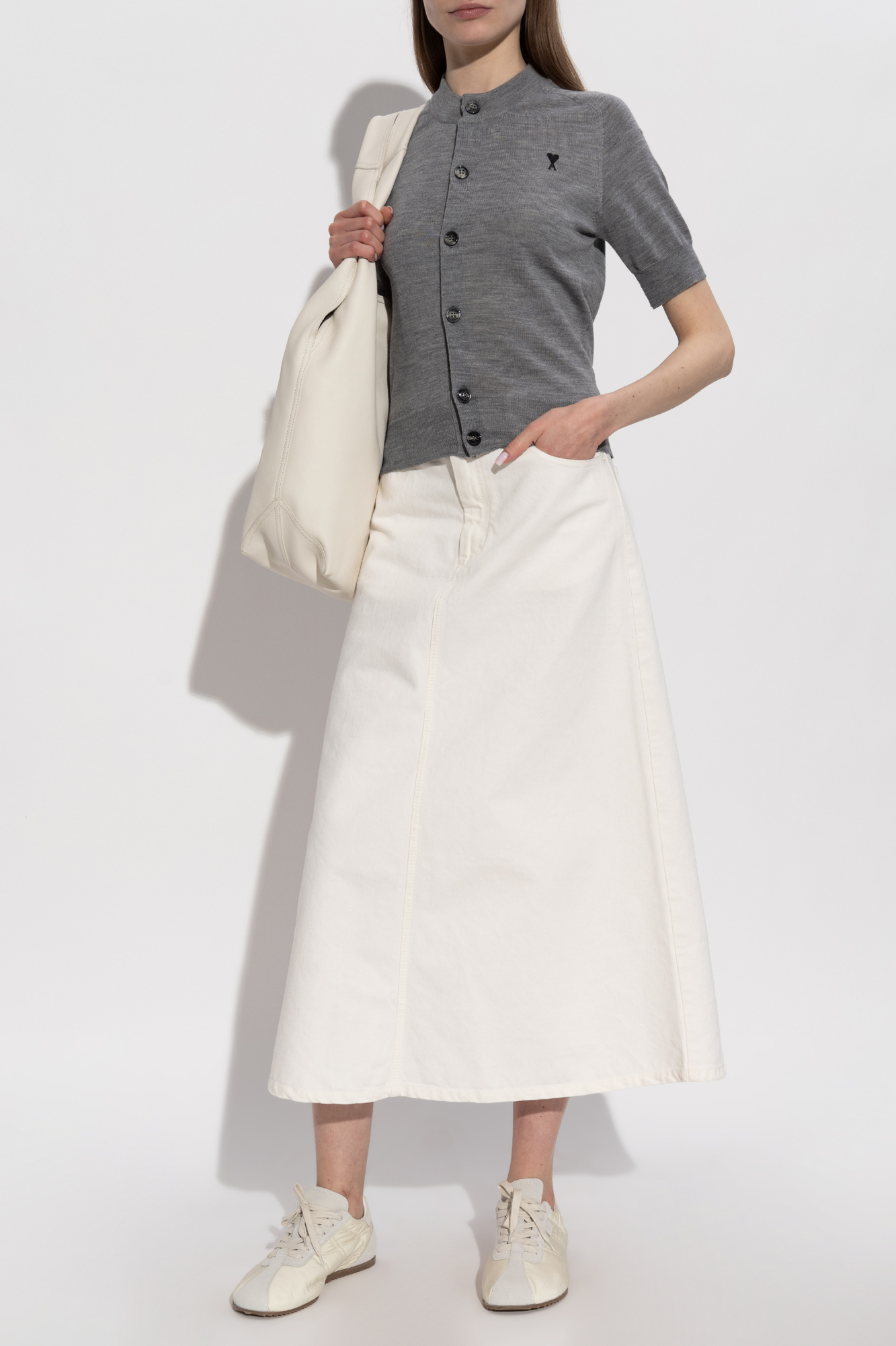 Ami Alexandre Mattiussi Wool cardigan with short sleeves | Women's